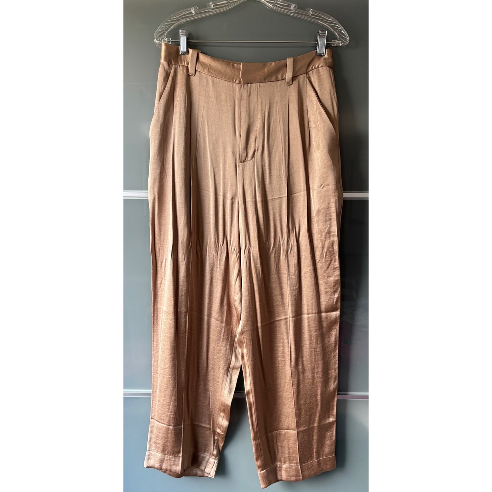 NWT** Madewell Turner Tapered Pant Satin Rose Gold Size 6 Pleated Matchstick - Picture 3 of 11